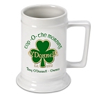 Personalized Shamrock 16 oz. Top O the Morning German Beer Steins