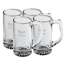 Set of four 13 oz Engraved Beer Mugs