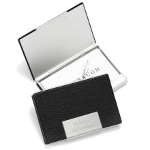 Engraved Black Leather Business Card Case
