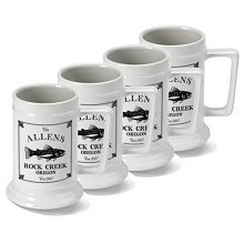 Cabin Series Personalized Beer Steins Set of 4