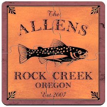 Trout Cabin Series Personalized Puzzle Coasters