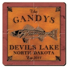 Walleye Cabin Series Personalized Puzzle Coasters