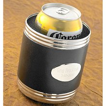 Black Leather Engraved Can Koozies