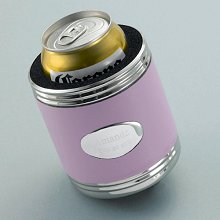 Pink Leather Engraved Can Koozies