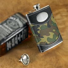 Engraved Green Camouflage Flasks