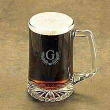 Single Initial Caesar Glass Beer Mugs