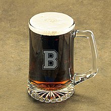 Single Initial Varsity Letter Glass Beer Mugs