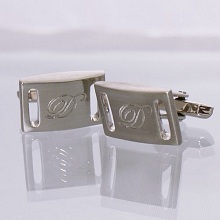 Engraved Brushed Silver Slotted Cufflinks