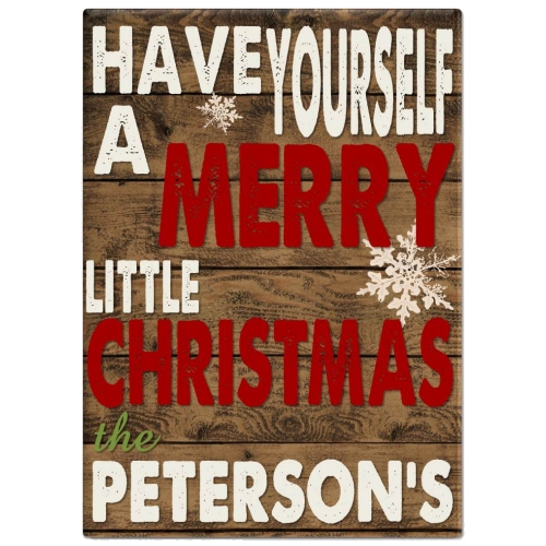 Merry Christmas Personalized Holiday Canvas Wall Signs