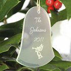 Personalized Bell Glass Pawprints Christmas Ornament