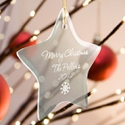 Engraved Star Glass Christmas Tree Ornament