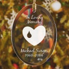 Forever In Our Hearts Memorial Personalized Oval Glass Ornament