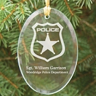 Engraved Police Officer Glass Oval Christmas Tree Ornament