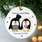 Penguin Bride & Groom Personalized Christmas Tree Ornaments