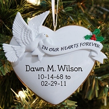In Our Hearts Personalized Memorial Christmas Tree Ornaments