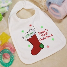 Baby's 1st Christmas Personalized Cotton Baby Bibs