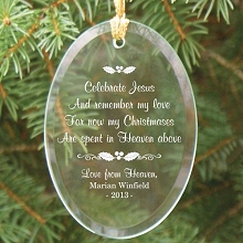 Christmas In Heaven Personalized Oval Glass Christmas Tree Ornaments