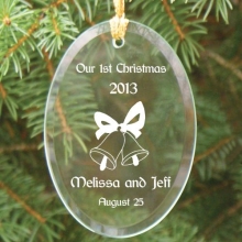 Our First Christmas Personalized Oval Glass Christmas Tree Ornaments