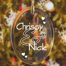 Couples Personalized Oval Glass Christmas Tree Ornaments