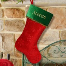 Embroidered Snowflakes Personalized Christmas Stockings