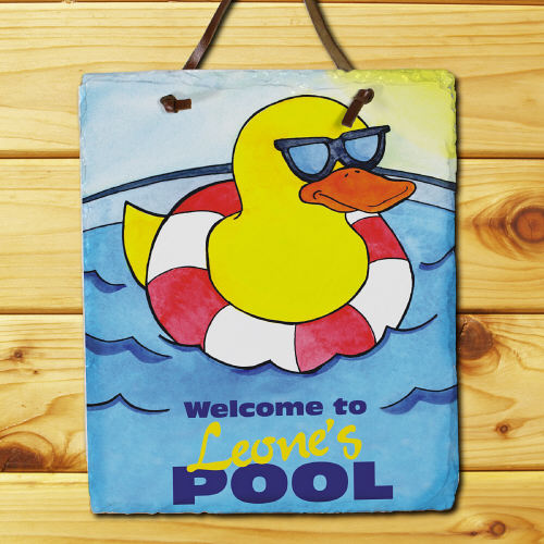 Personalized Cool Duck Swimming Pool Slate Plaque