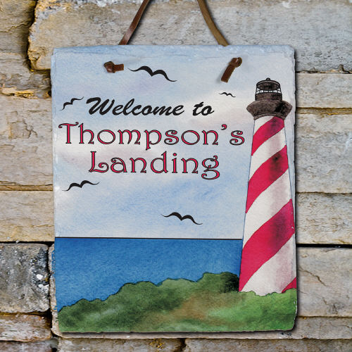 Personalized Lighthouse Welcome Slate Plaque