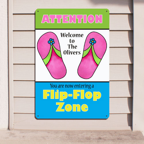 Personalized Flip Flop Zone Metal Wall Sign