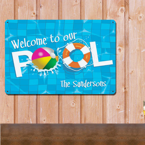 Welcome to Our Swimming Pool Personalized Metal Sign
