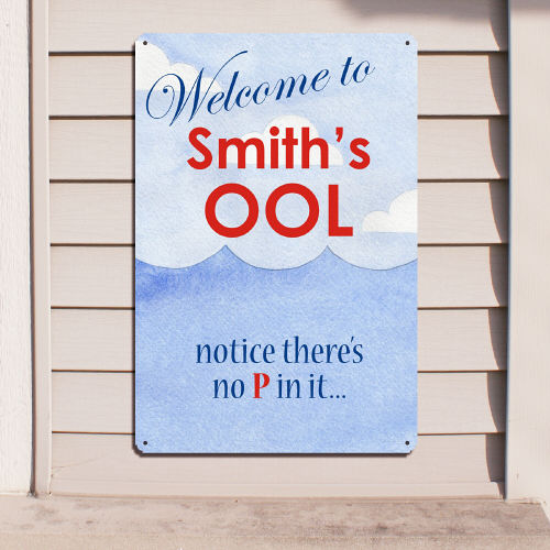 Personalized Swimming Pool Welcome Metal Wall Sign