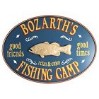 Oval Fish Camp Personalized Wood Sign