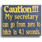Caution! My Secretary Humorous Wood Sign