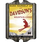 Personalized Ski Lodge Vintage Wood Pub Sign