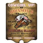 Vintage Personalized Cowgirl Saloon Pub Sign