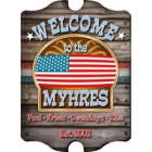 Vintage Personalized American Flag Welcome Sign