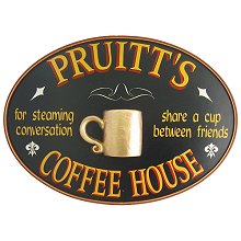 Personalized Coffee House Oval Wood Sign