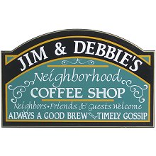 Personalized Neighborhood Coffee Shop Wood Sign