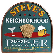 Neighborhood Poker Room and Pub Wood Sign