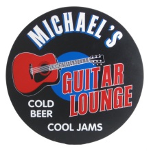 Guitar Lounge Round Wood Sign