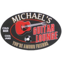 Acoustic Guitar Lounge Oval Wood Sign