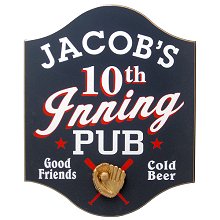 Personalized 10th Inning Baseball Pub Signs