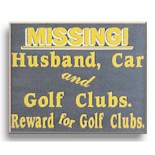Reward for Clubs Wood Golf Sign