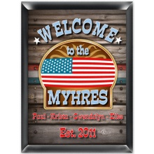 Personalized American Flag Welcome Sign
