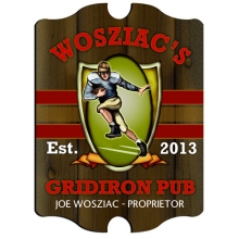 Vintage Personalized Gridiron Pub Wood Football Bar Sign