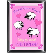 Counting Sheep Personalized Nursery Room Sign - Girl
