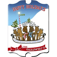 Vintage Personalized Reindeer Family Wood Christmas Signs