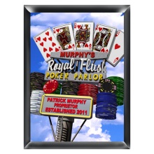 Personalized Marquee Royal Flush Poker Parlor Daytime Wood Sign