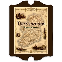 Vintage Personalized Irish Map Wood Family Signs