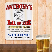 Baseball Hall of Fame Sports Bar Personalized Wall Sign
