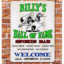 Football Hall of Fame Sports Bar Personalized Wall Sign
