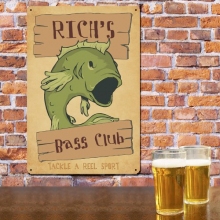 Bass Club Fishing Personalized Metal Wall Signs